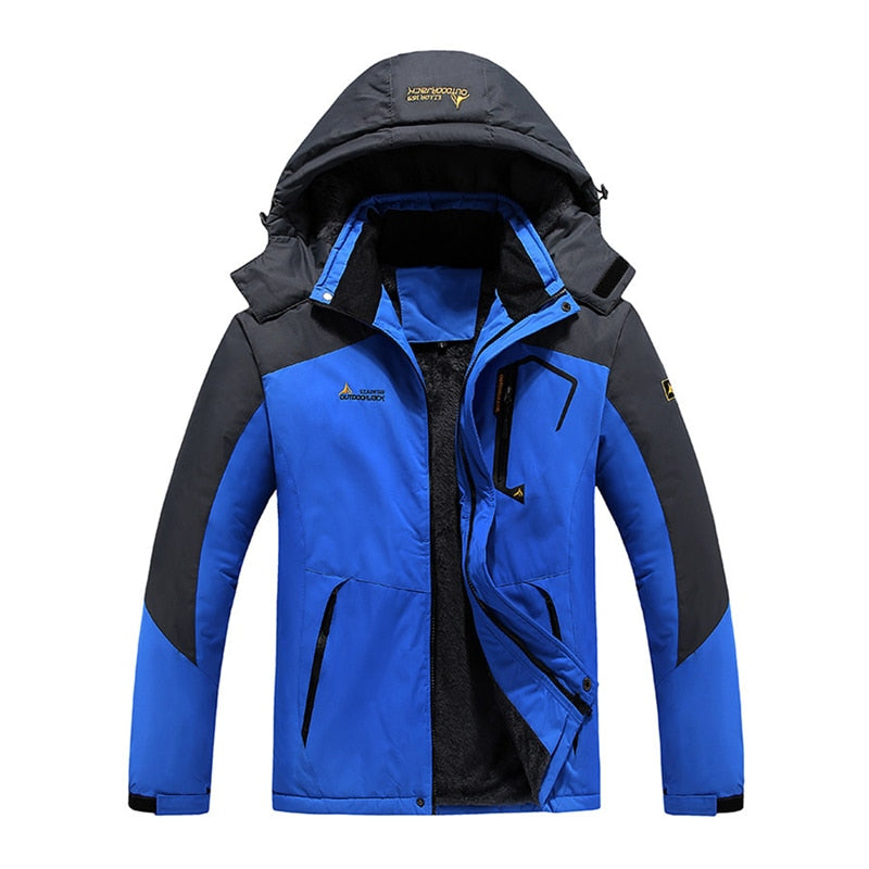 Men Windproof Jacket Winter Warm Fleece Lined Sports Coat with Hood