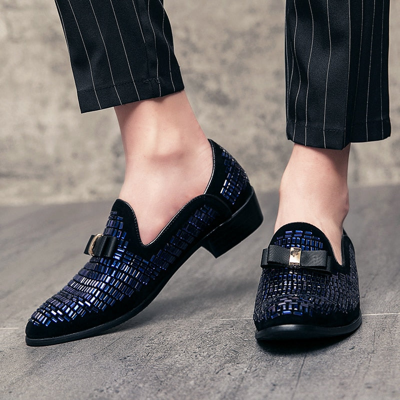 Men formal Dress Rhinestone Shoes Loafers Casual slip on Shoes