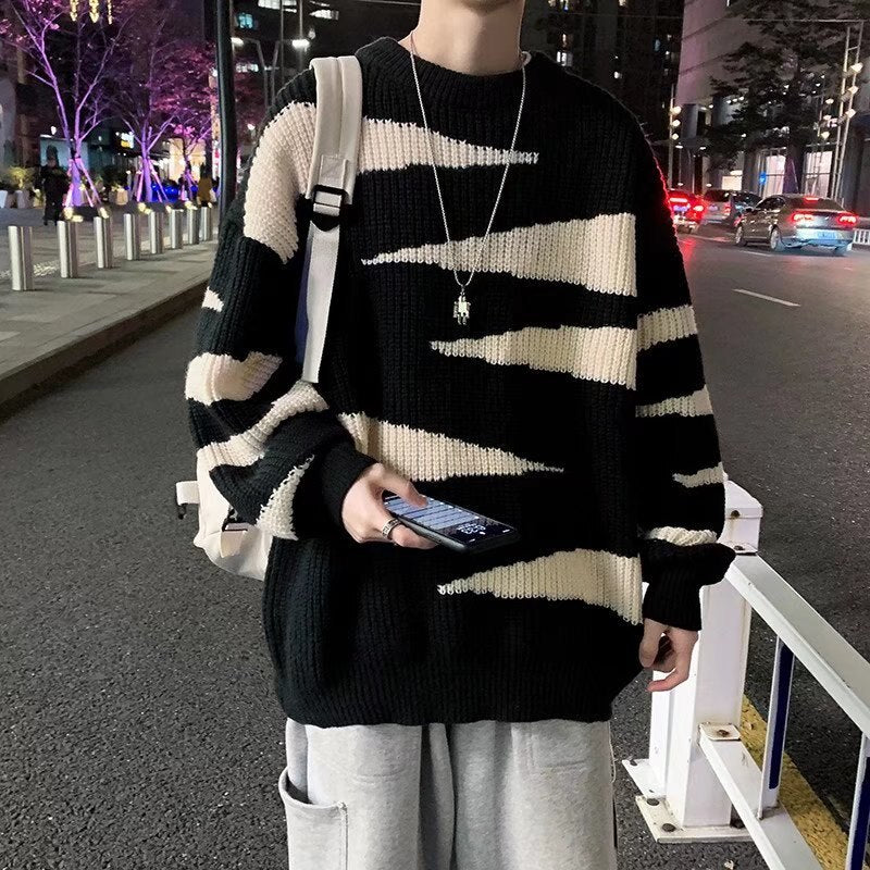 Sweater Pullovers Men College Design Fashion Casual Soft Loose