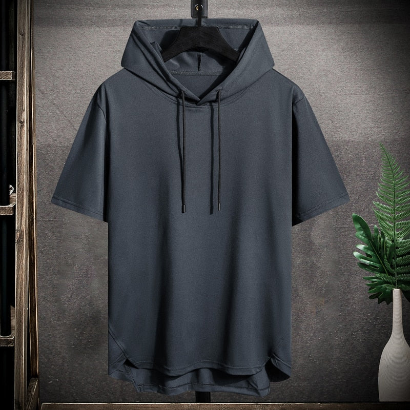 Hooded T shirt Men Half Sleeve Pullover Top Soft Loose T-shirt Sleeveless Tops