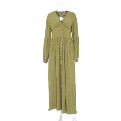 Femme Boho Maxi Dress Lantern Sleeve Vintage Long Split Dresses