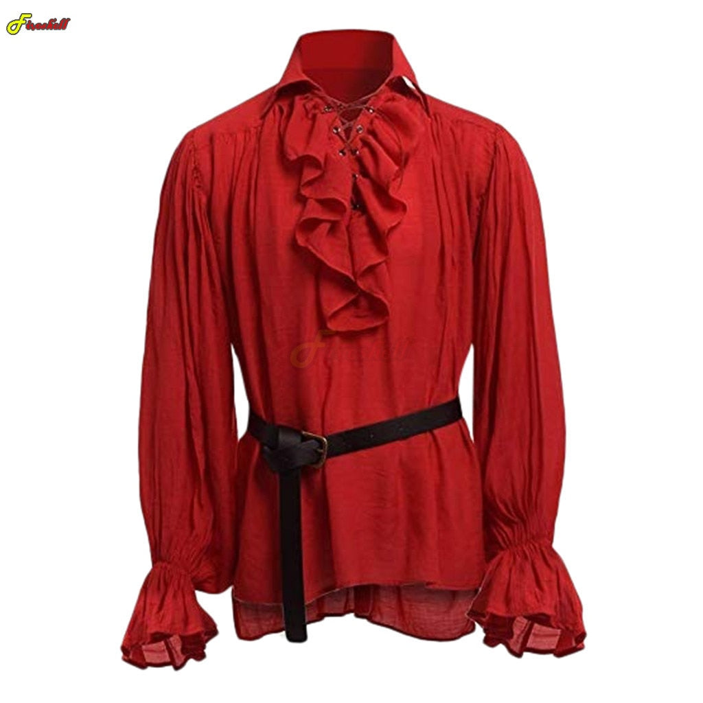 Autumn Casual Shirts Steampunk Long Sleeve Ruffled Shirt Gothic Blouse Tops