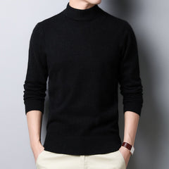 Sweater Warm Men Half Turtleneck Pullover Thickening Middle-aged Long-sleeved Top