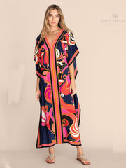 Long Kaftan Bohemian Printed Bikini Cover-ups