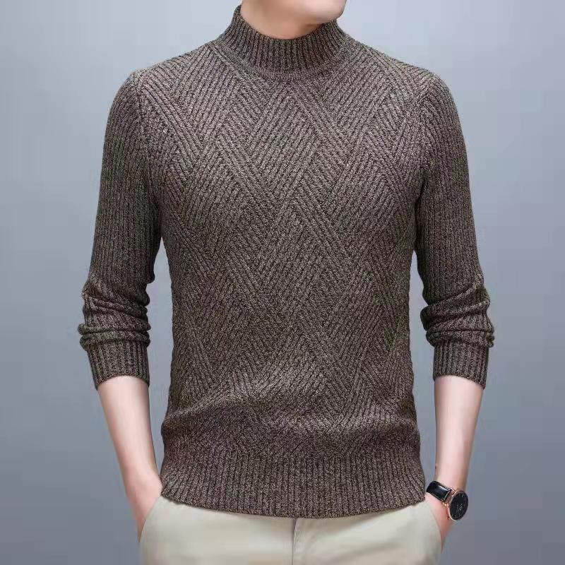 Stand Collar Loose Knitted Sweater Men Clothing Pullovers Warm Tops