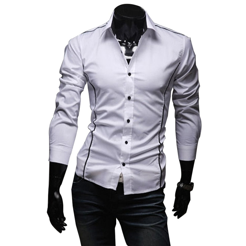 Slim Fit Mens Striped Shirts Long Sleeve Striped Shirts