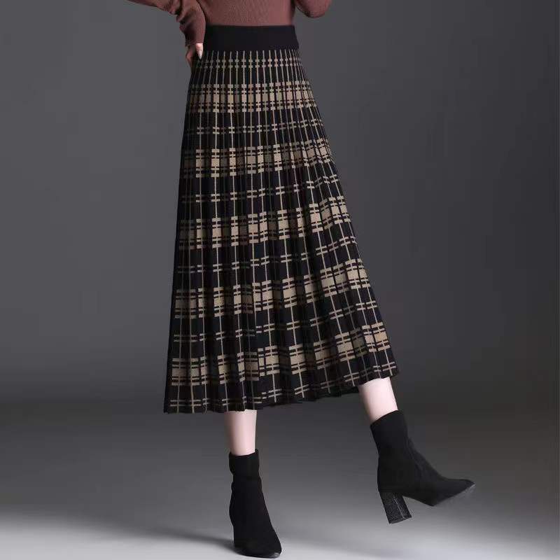 Ankle-length A-line Skirt Vintage Knitting Loose Retro Women Clothing