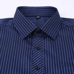 Striped Shirt Pocket Long Sleeve Shirt Slim Fit Shirt Casual Shirt Men
