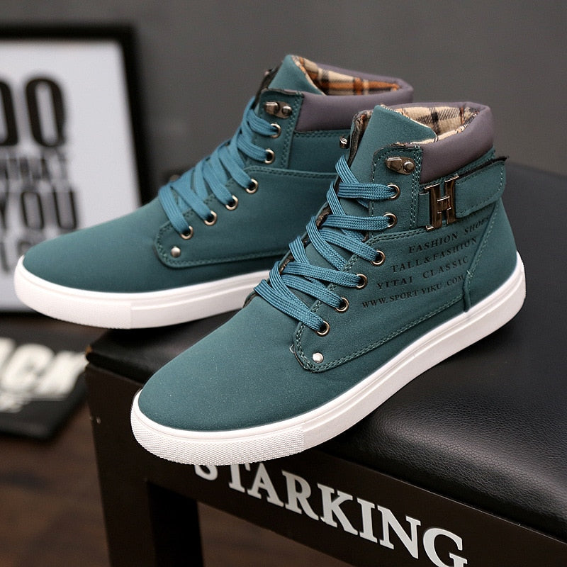 Men Winter Warm Matte Leather High Top Shoes Boots