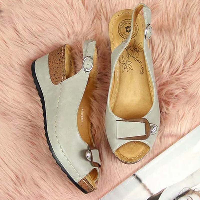 Woman Sandals Retro Wedges Summer Wedge Sandals