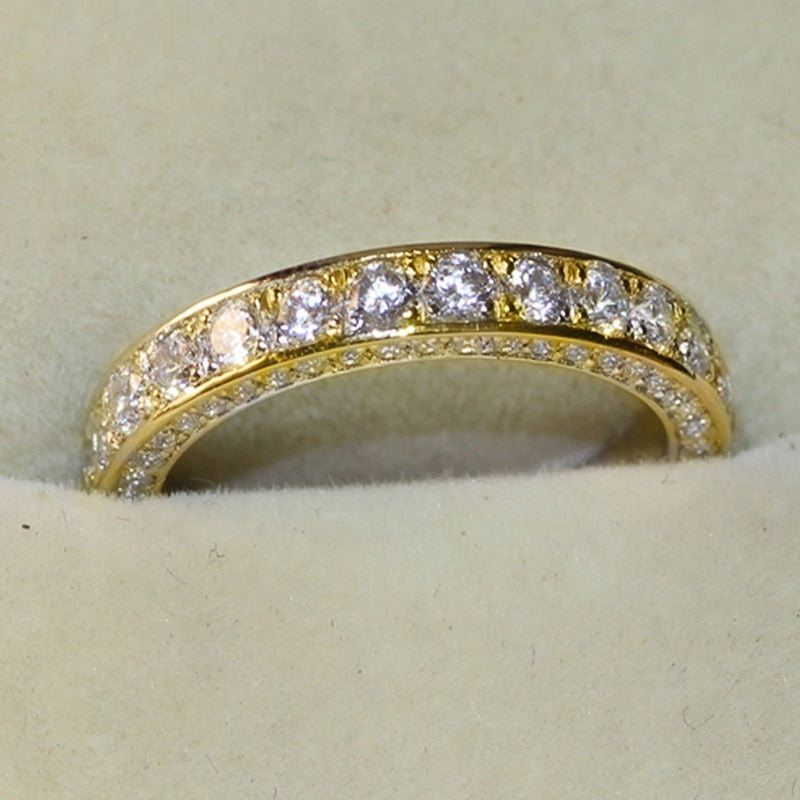 Handmade Eternity Promise Gold Color Crystal Ring