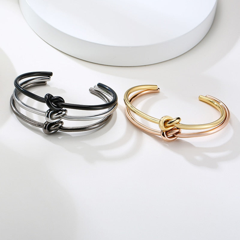 Trendy Round Circular Open Knot Cuff Bangle Bracelets