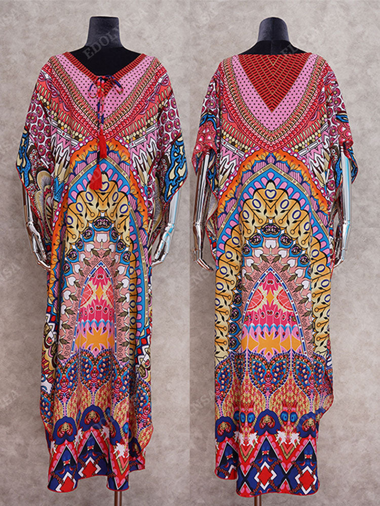 Moroccan Kaftan Bohemian Printed Summer Dress Long Tunic