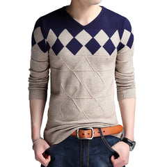 Sweater Men Collarless Sweaters V-neck Casual Slim Sweaters