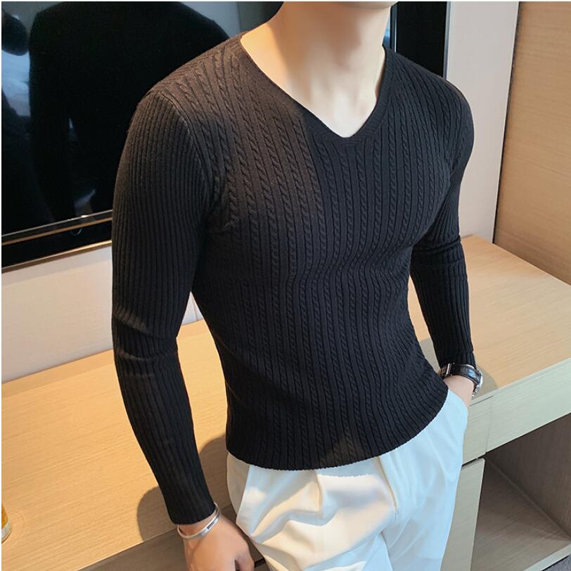 Winter Sweaters Men V-Neck Sweaters Sweater Woolen Slim