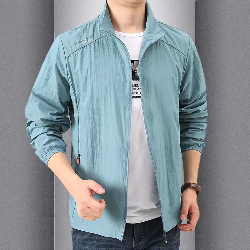 Quick Drying Breathable Jacket Loose Stand Collar Coats Pocket Sports Men