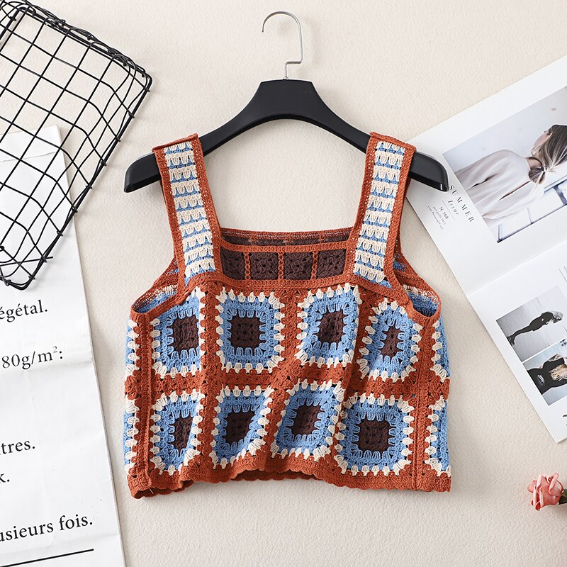 Knit Tank Top Woman Binder Chest Crochet Corset Femme