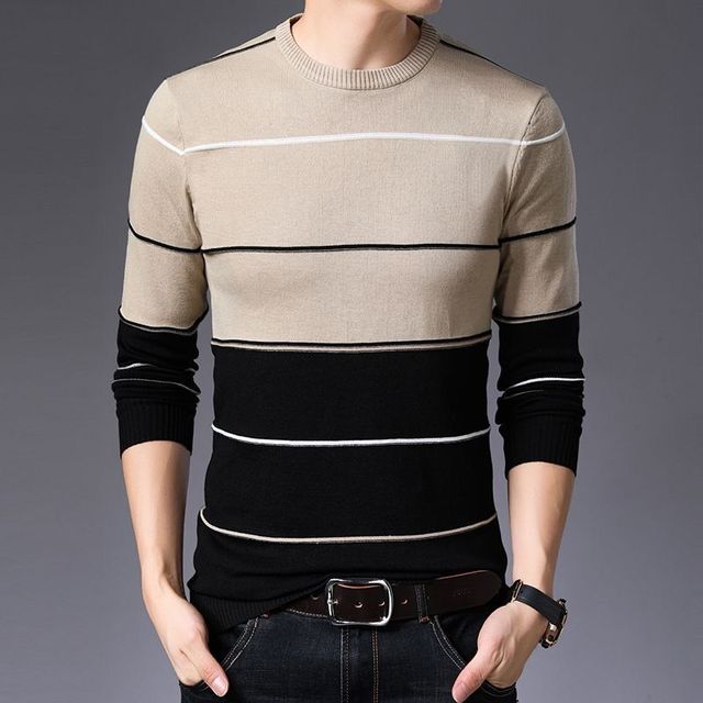 Men Sweater Knitted Pullover Classic Slim Bottoms Casual Fashion Sweaters