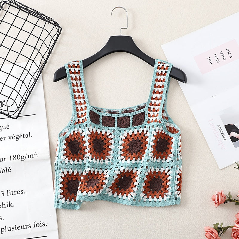 Knit Tank Top Woman Binder Chest Crochet Corset Femme