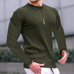 Men's Casual Long sleeve Slim Fit Knitted Pullover Round Collar Tops T-shirt