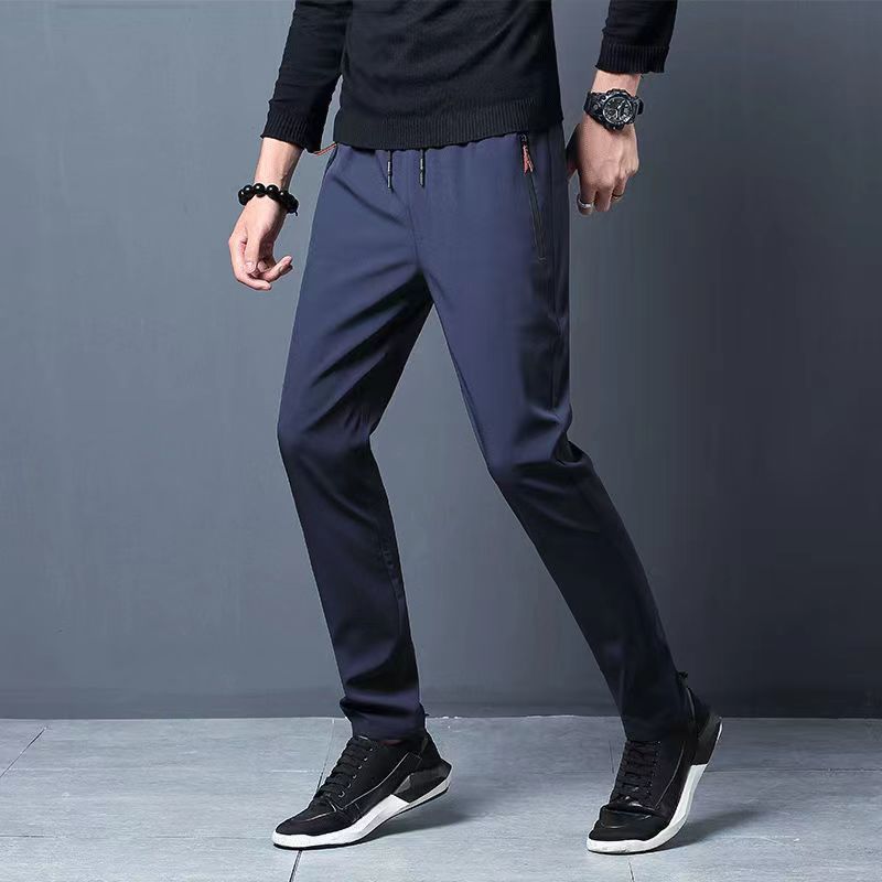 Men's Casual Pants Ice Silk Thin Sports Pants Straight Trousers Quick-drying Pants