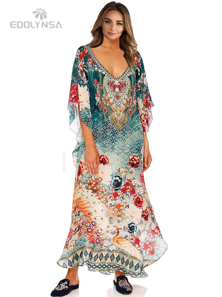 Moroccan Kaftan Bohemian Printed Summer Dress Long Tunic