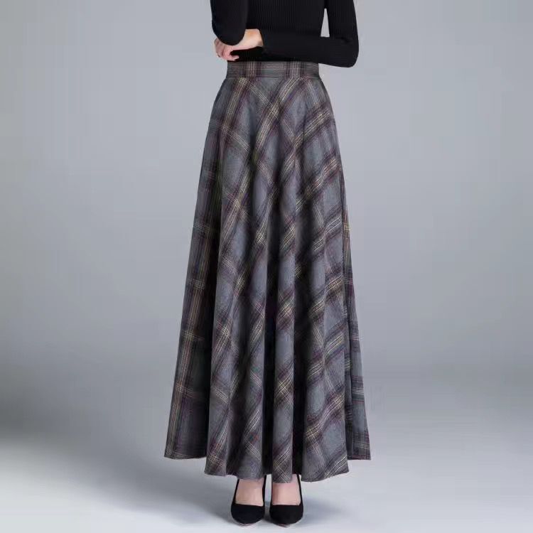 Winter Women Long Woolen Skirt Fashion High Waist Basic Wool Skirts