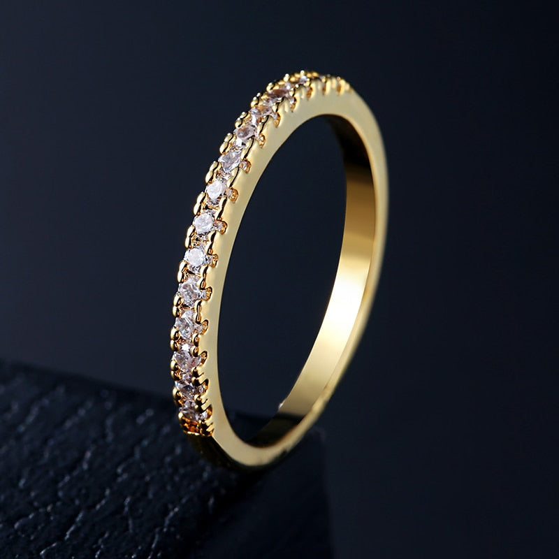 Handmade Eternity Promise Gold Color Crystal Ring