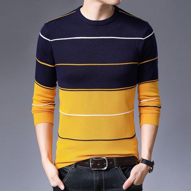 Men Sweater Knitted Pullover Classic Slim Bottoms Casual Fashion Sweaters