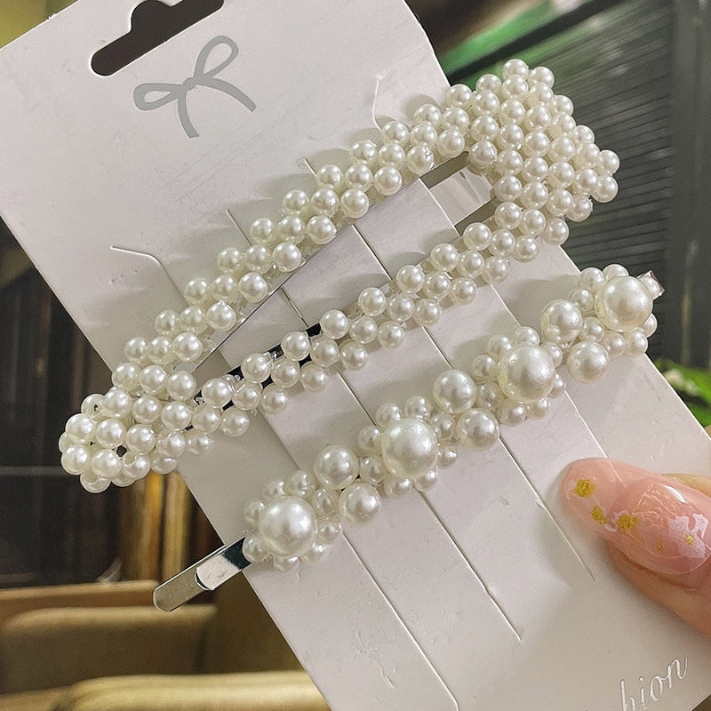 Simulated Pearl Hair Clips For Women