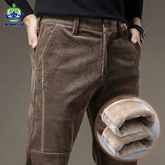 Fleece Warm Pants Men Thick Elastic Waist Fluff Pant Classic Trousers