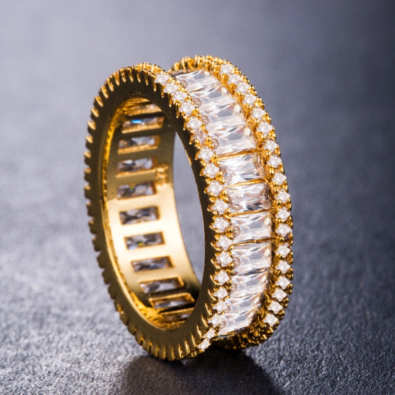 Handmade Eternity Promise Gold Color Crystal Ring