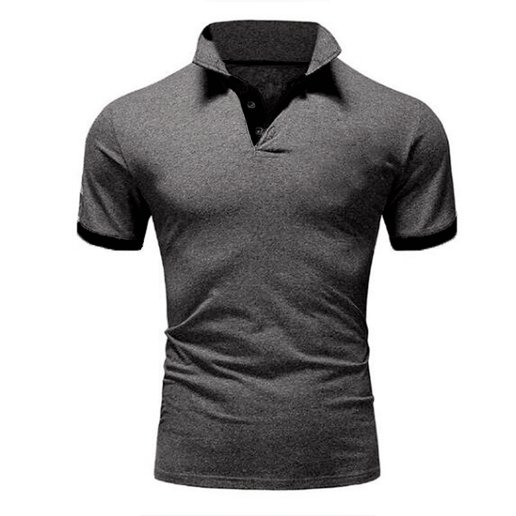 Men T-shirt Lapel Casual Short-sleeved Stitching Men T-shirt Pullover Top