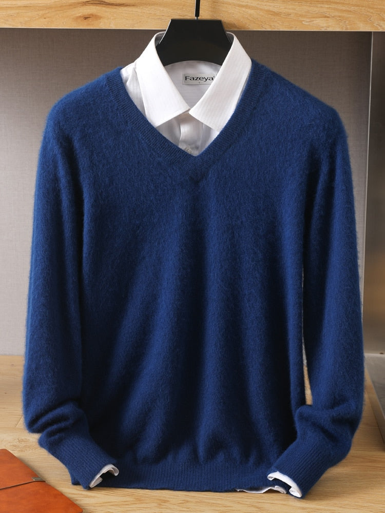 Men's Sweater V-Neck Pullovers Knit Sweater Tops Long Sleeve High-End Jumpers