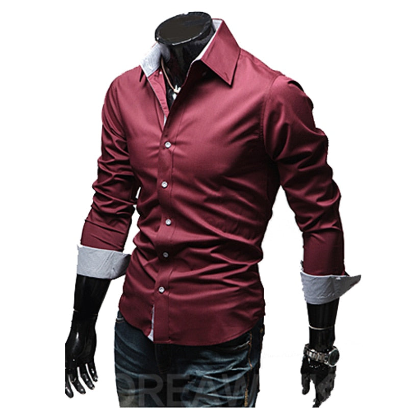 Slim Fit Mens Striped Shirts Long Sleeve Striped Shirts