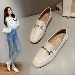 Shoes for Women Retro Fashion Slip-on Soft Leather PU Shoes British Style