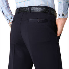 Middle-aged Men Trousers Casual Loose Thin Pants Straight High Waist Trouser Pant