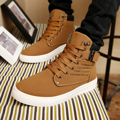 Men Winter Warm Matte Leather High Top Shoes Boots