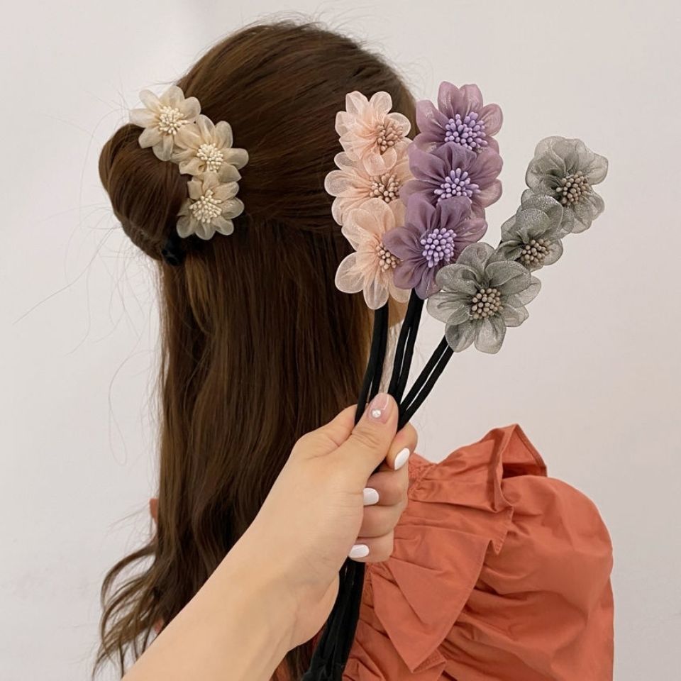 Women Elegant Bud Chiffon Flower Hairstyle