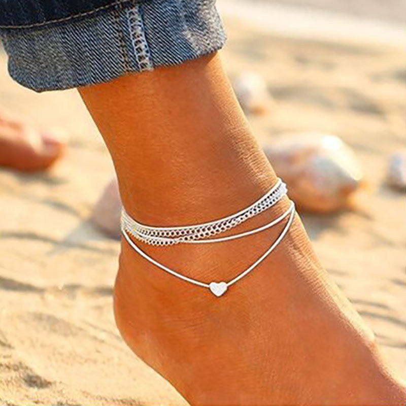 Summer Fashion Crystal Pineapple Anklets Female Barefoot