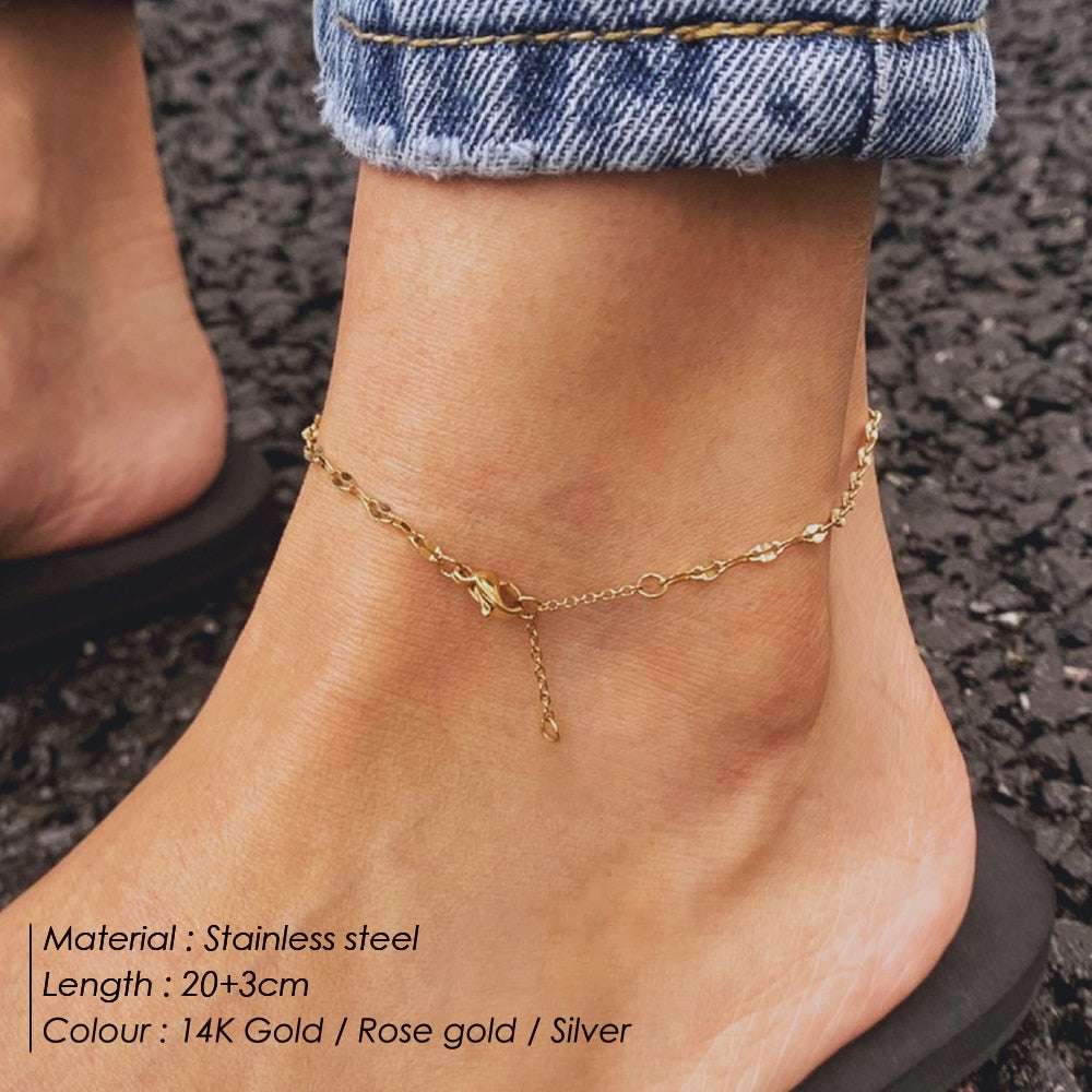 Stainless Steel Fish Lips Chain Anklet