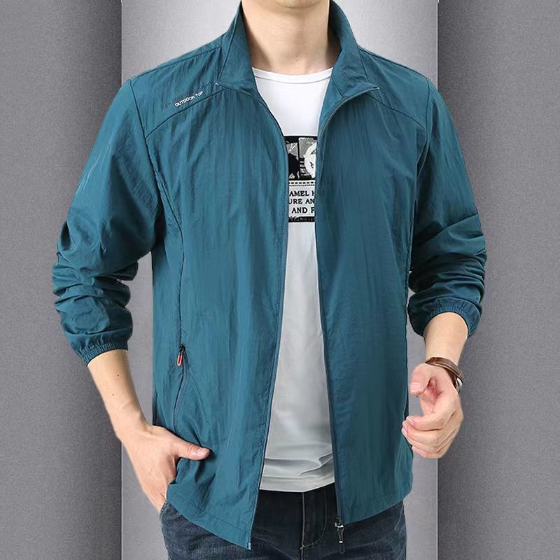 Quick Drying Breathable Jacket Loose Stand Collar Coats Pocket Sports Men