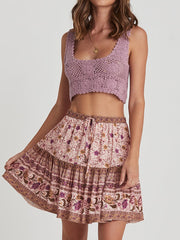 Pink Jasmine Florals Boho Skirt Women