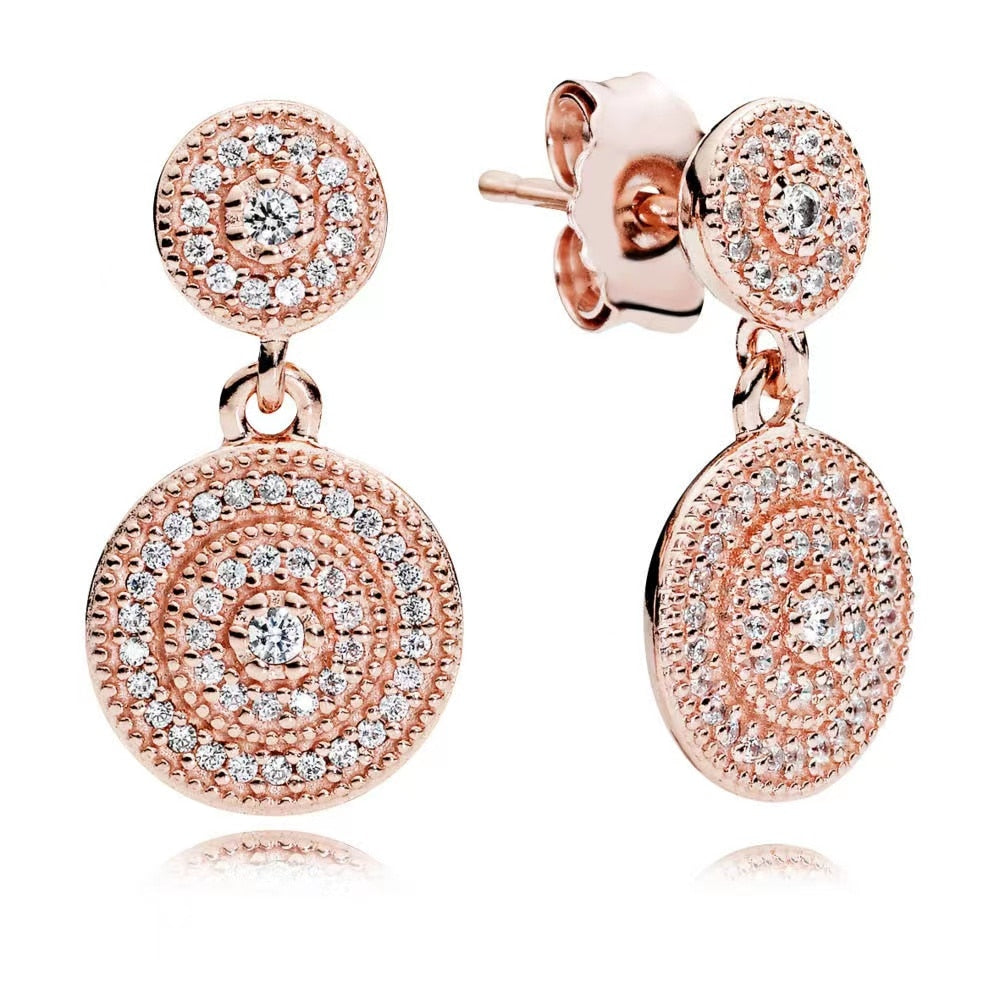 Sterling Silver Rose Gold Color pan Earrings