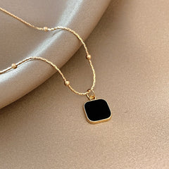 Stainless Steel Necklaces Minimalist Square Pendant Choker=