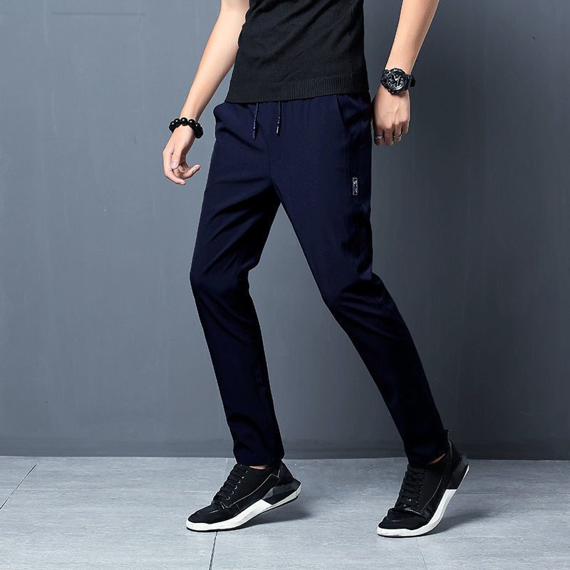 Men's Casual Pants Ice Silk Thin Sports Pants Straight Trousers Quick-drying Pants