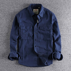 Shirt Men Long Sleeve Premium Cotton Solid Color