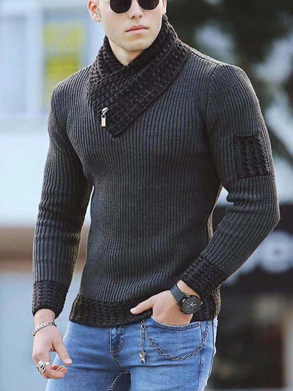 Men Sweater Wool Turtleneck Winter Warm Cotton Pullovers Sweaters