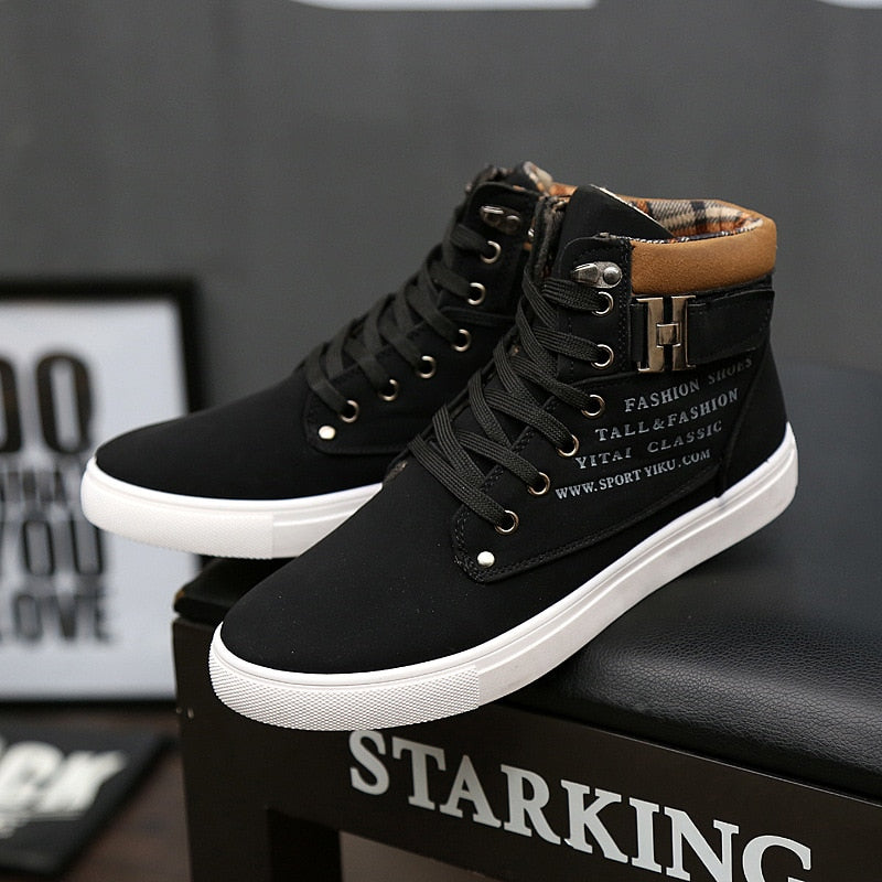 Men Winter Warm Matte Leather High Top Shoes Boots