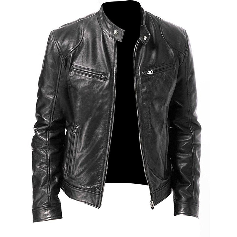 Men Slim Jackets Zipper Motorcycle Jackets Men Moto Biker Coats